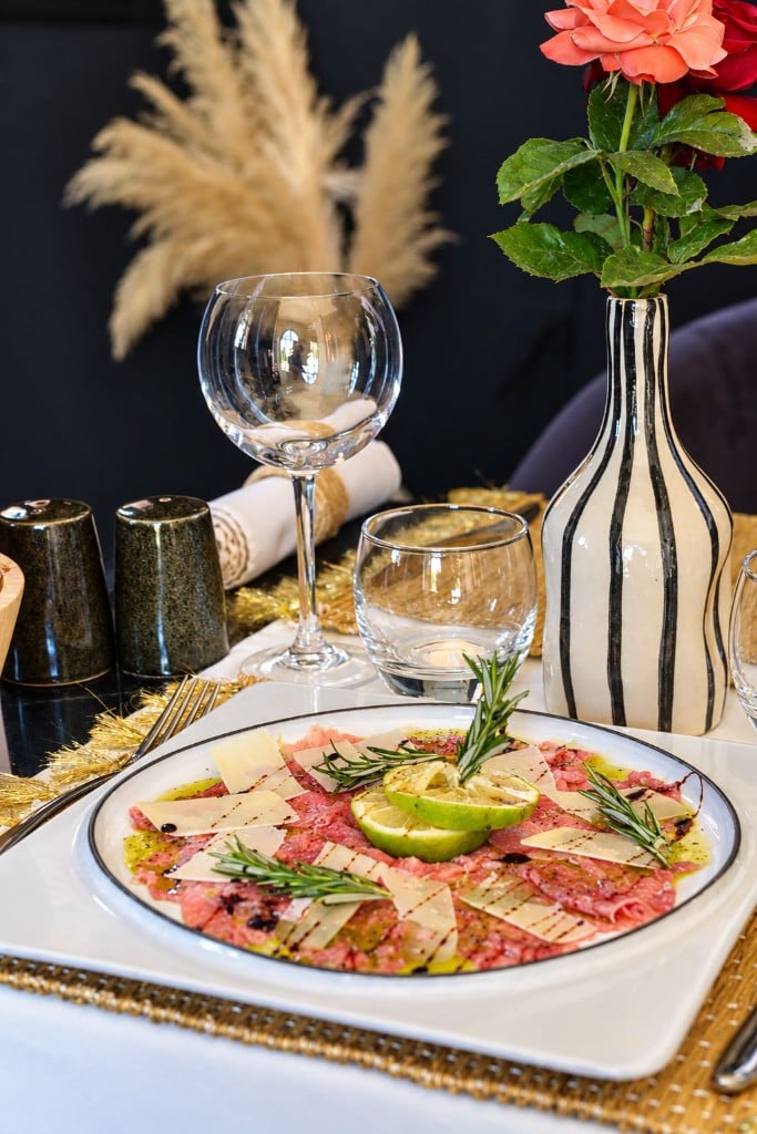 Carpaccio de bœuf, parmesan et citron vert